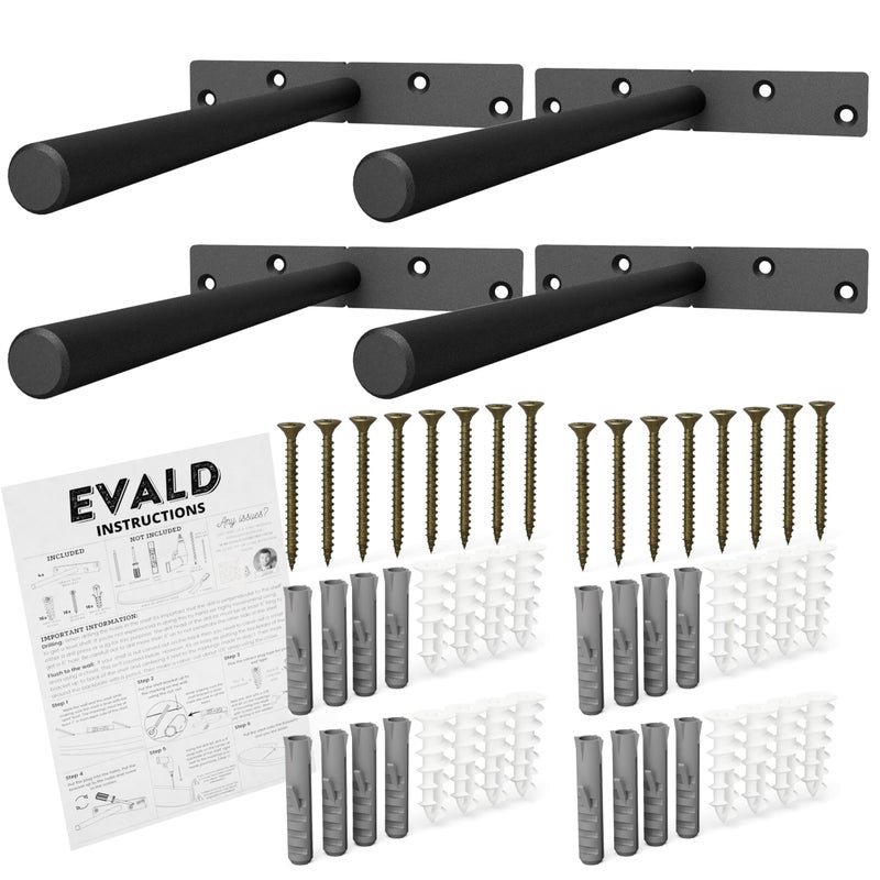 EVALD Heavy Duty Floating Shelf Bracket | 8-Inch Floating Mantel Mount, Blind Shelf Supports, and Anchors | Floating Shelf Hardware for Home and Office Decor | Fireplace Mantel Brackets (4 Pack) - Image 1